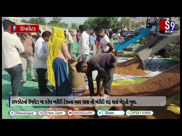 રાજકોટનાં ઉપલેટા મા કરેલ ખરીદી ટેકાના ભાવ ચણા ની ખરીદી શરૂ થતાં ખેડૂતો ખુશ.